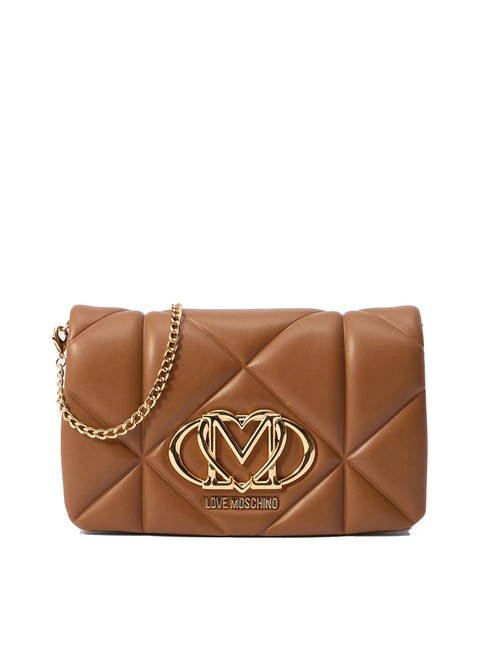 LOVE MOSCHINO GEOMETRIC Clutch with chain shoulder strap camel - Women’s Bags