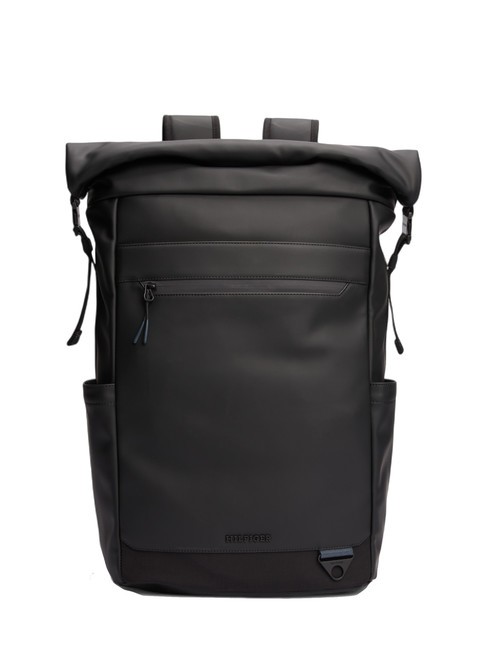 TOMMY HILFIGER TH SEASONAL Roll top backpack black - Laptop backpacks