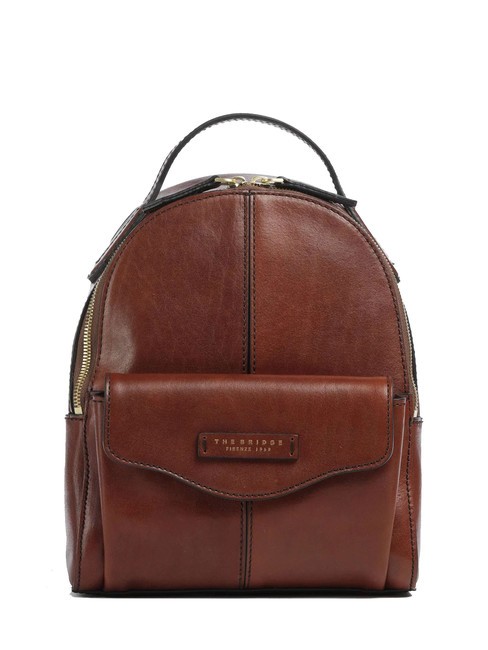 THE BRIDGE GLORIA Leather backpack with pocket BROWN - Women’s Bags