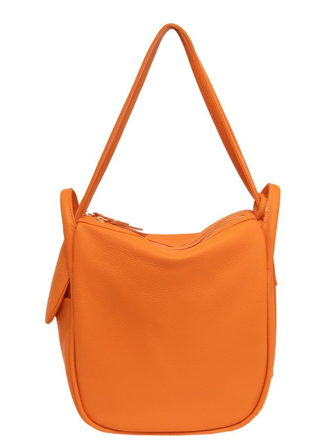 LESAC TRIO  Hammered leather satchel backpack orange - Women’s Bags