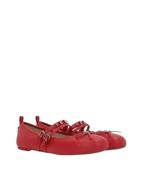 PINKO GIOIA Leather ballerinas with two straps red - Women’s shoes