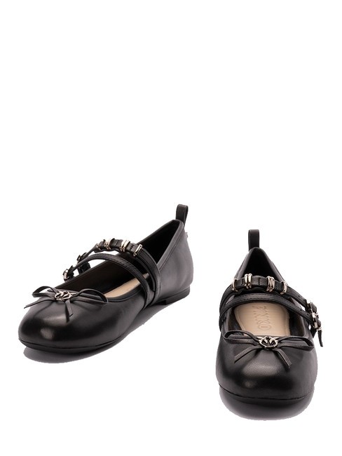 PINKO GIOIA Leather ballerinas with two straps black limousine - Women’s shoes