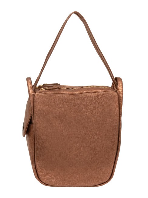 LESAC TRIO Metallic leather satchel backpack bronze - Women’s Bags