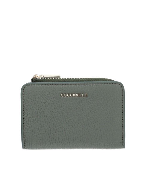 COCCINELLE METALLIC SOFT Small leather wallet seaweed - Women’s Wallets