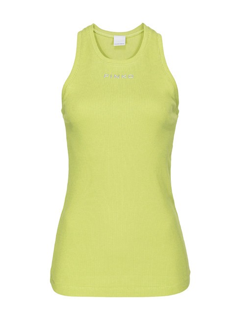 PINKO DISTINTO Ribbed tank top palm green - T-shirt