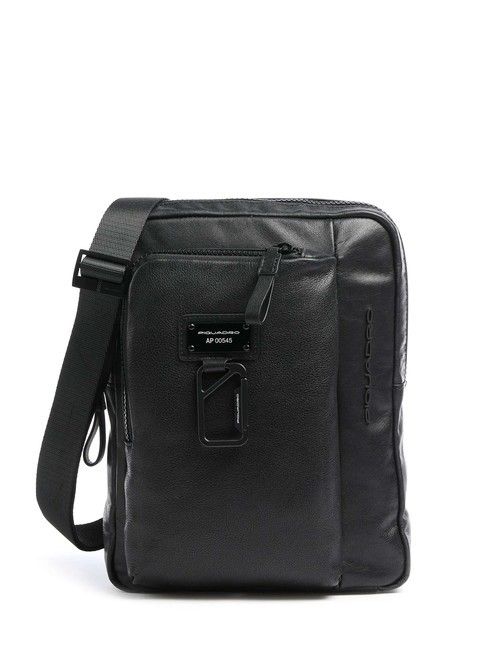 PIQUADRO HARPER Leather bag for iPad 11 Black - Over-the-shoulder Bags for Men