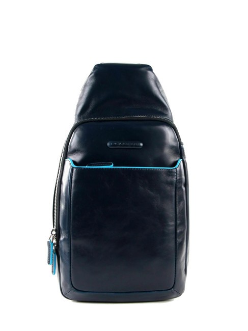 PIQUADRO BLUE SQUARE Leather one-shoulder backpack blue - Over-the-shoulder Bags for Men
