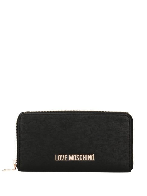 LOVE MOSCHINO LETTERING Zip Around Wallet Black - Women’s Wallets