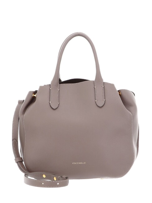 COCCINELLE SOFT-WEAR M Leather bag with shoulder strap warm taupe/coff - Women’s Bags