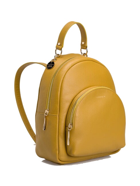 COCCINELLE ALPHA Round leather backpack with pocket lemongrass - Women’s Bags