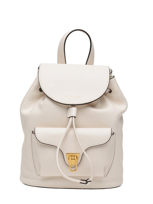 COCCINELLE BEAT SOFT Hammered leather backpack coconut milk - Women’s Bags