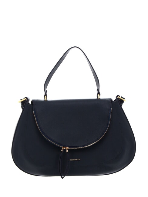 COCCINELLE SOLE Handbag, with shoulder strap, in leather midnight blue - Women’s Bags