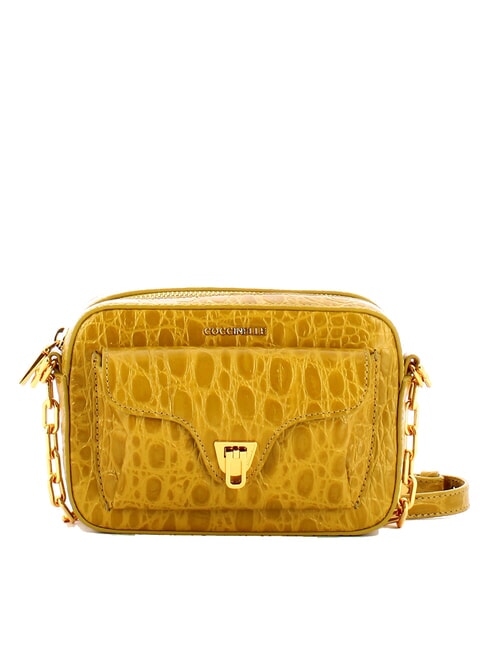 COCCINELLE BEAT CAIMAN Printed leather camera case bag lemongrass - Women’s Bags