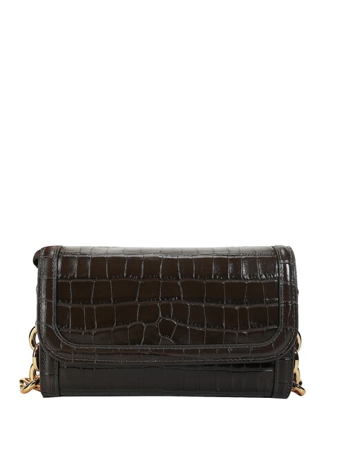 COCCINELLE WYRNA Croco Shiny  Shoulder mini bag, in leather bark - Women’s Bags