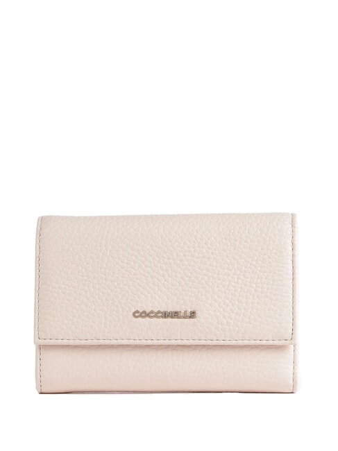COCCINELLE METALLIC SOFT Hammered leather bifold wallet creamy pink - Women’s Wallets