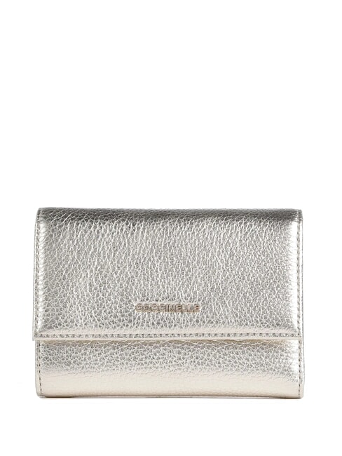 COCCINELLE METALLIC SOFT Hammered leather bifold wallet pale gold - Women’s Wallets