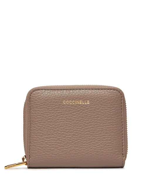COCCINELLE MAGIE Hammered leather mini wallet warm taupe - Women’s Wallets