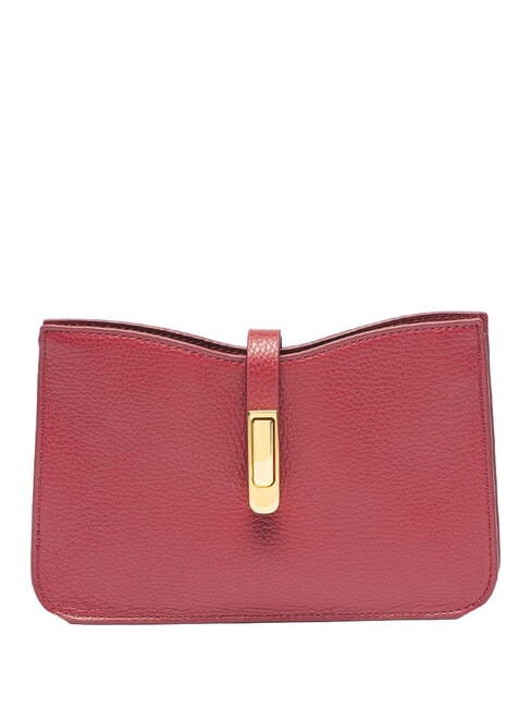 COCCINELLE CONNECT Mini shoulder bag, in leather garnet red - Women’s Bags