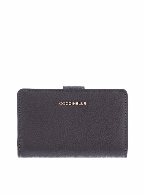 COCCINELLE METALLIC SOFT Wallet in hammered leather slate - Women’s Wallets