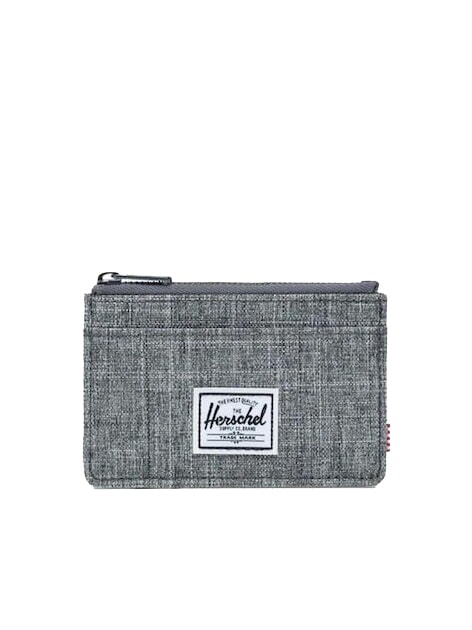 HERSCHEL OSCAR Flat card holder with zip RAVEN CROSSHATCH - Men’s Wallets