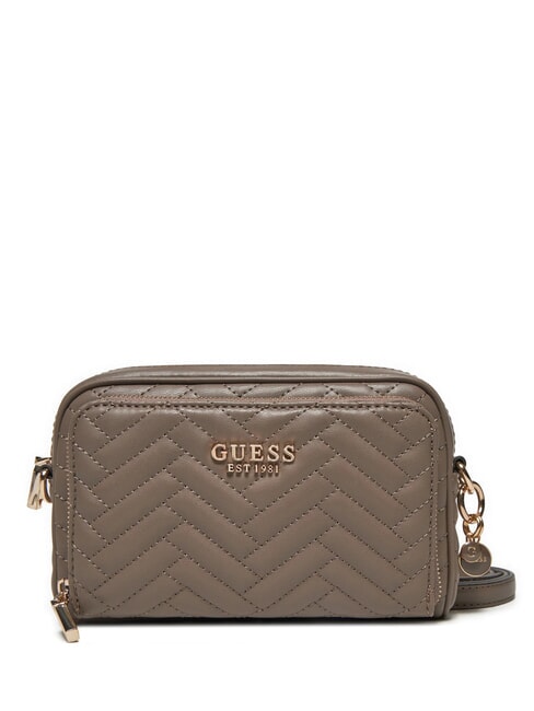 GUESS ANNING Quilted camera case bag dark taupe - Women’s Bags