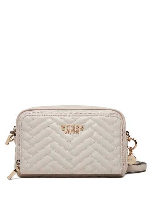 GUESS ANNING Quilted camera case bag STONE - Women’s Bags