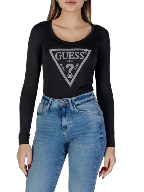 GUESS SHINY TRIANGLE  Long sleeve T-shirt jetbla - T-shirt