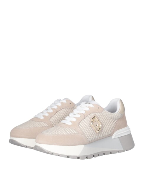 LIUJO AMAZING 25 Suede and mesh sneakers sand/light gold - Women’s shoes