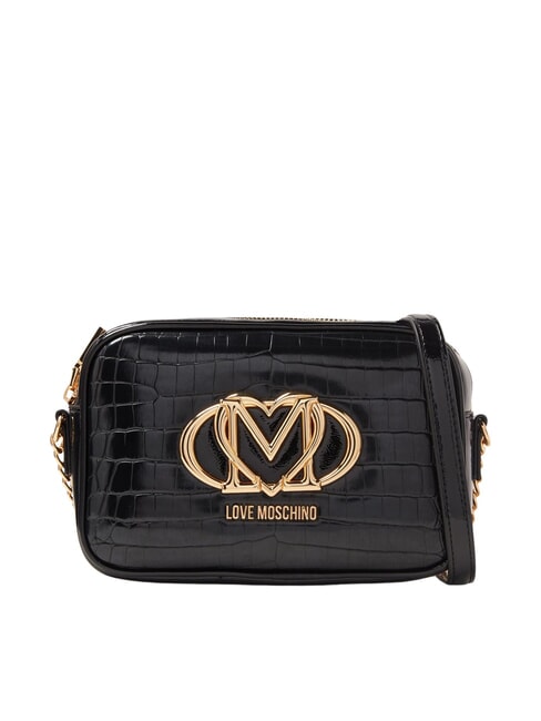 LOVE MOSCHINO CROCO PRINTED Camera case shoulder bag black crocus - Women’s Bags