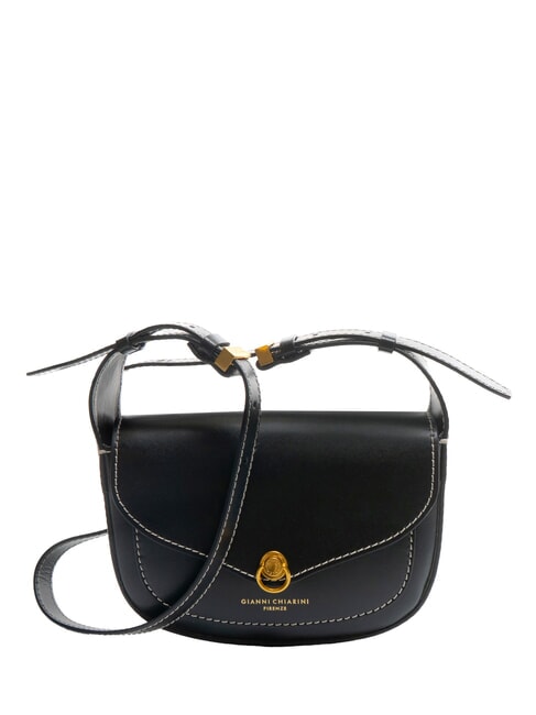 GIANNI CHIARINI ISA Leather bag with flap, shoulder strap Black - Women’s Bags