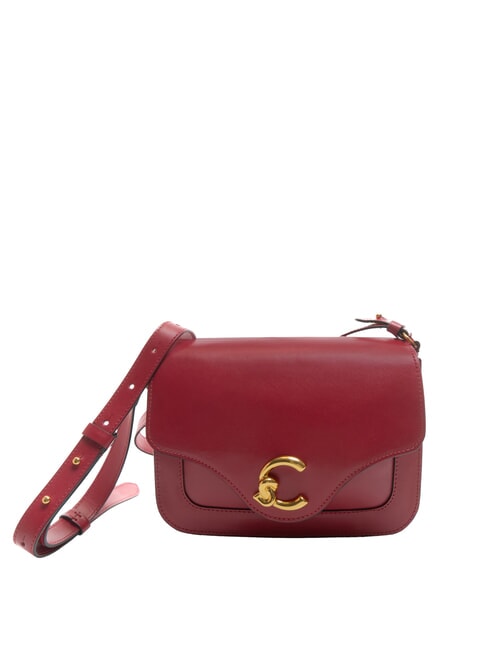 COCCINELLE C-ME CALF COCK Mini shoulder bag, in leather sangria - Women’s Bags