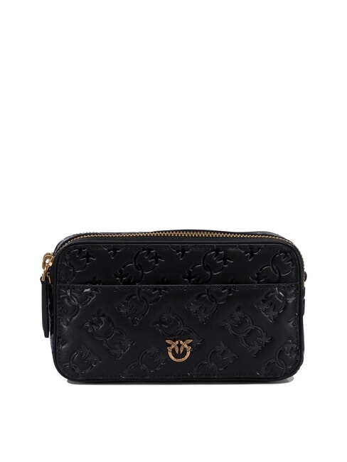 PINKO EMBOSSED LOGO Camera case shoulder bag black-antique gold - Women’s Bags