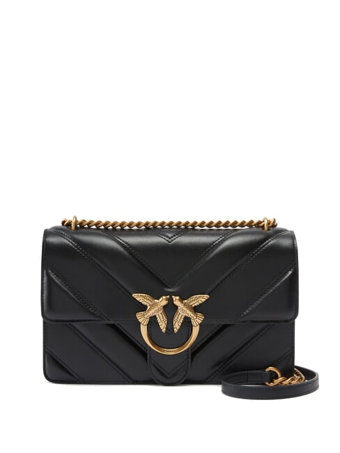 PINKO LOVE ONE CLASSIC Leather shoulder bag black-antique gold - Women’s Bags
