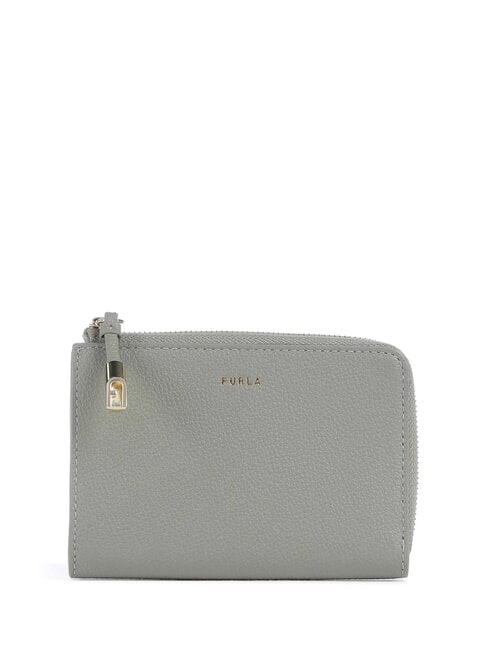 FURLA GOCCIA Leather card holder with zip agaveb - Women’s Wallets