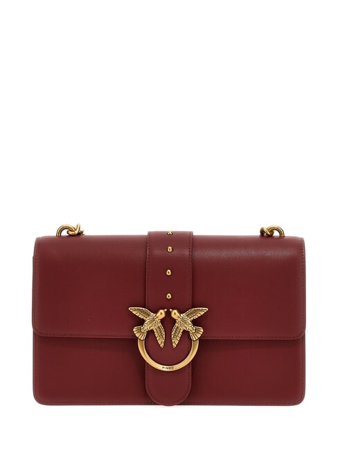 PINKO CLASSIC LOVE BAG One simply bag Bordeaux Merlot-Antique Gold - Women’s Bags