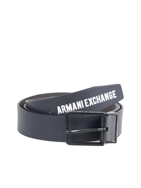 ARMANI EXCHANGE A|X DOUBLE Logo print leather belt navy/dark brown - Belts