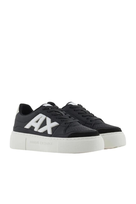 ARMANI EXCHANGE AX LOGO Platform sneakers black+pale gold - Women’s shoes
