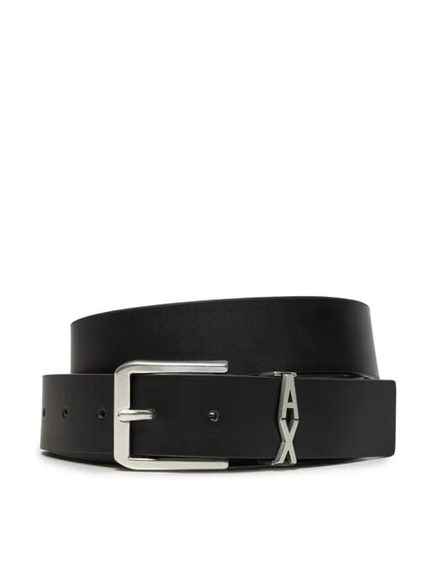 ARMANI EXCHANGE A|X METALLIC LOGO Leather belt, shortenable Black - Belts