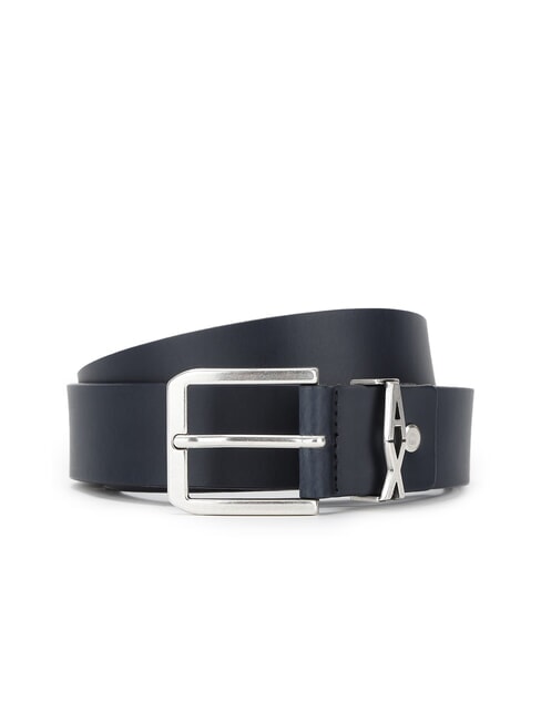 ARMANI EXCHANGE A|X METALLIC LOGO Leather belt, shortenable Navy blue - Belts