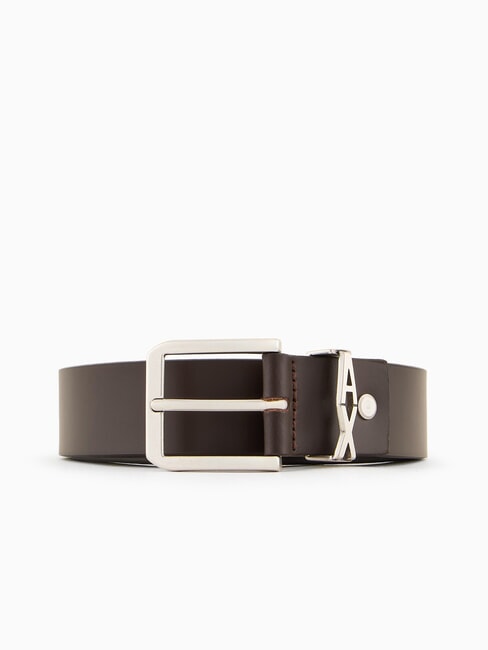 ARMANI EXCHANGE A|X METALLIC LOGO Leather belt, shortenable Moor's head - Belts