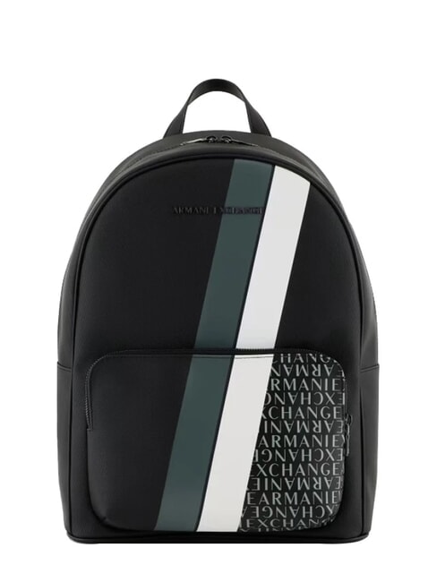 ARMANI EXCHANGE A|X STRIPES MONOGRAM 13" laptop backpack black / agave green - Laptop backpacks