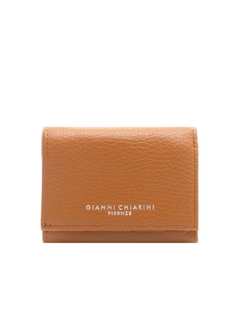 GIANNI CHIARINI WALLETS GRAIN Small hammered leather wallet caramel - Women’s Wallets