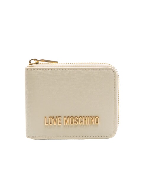 LOVE MOSCHINO METALLIC LOGO Small zip around wallet ivory - Women’s Wallets