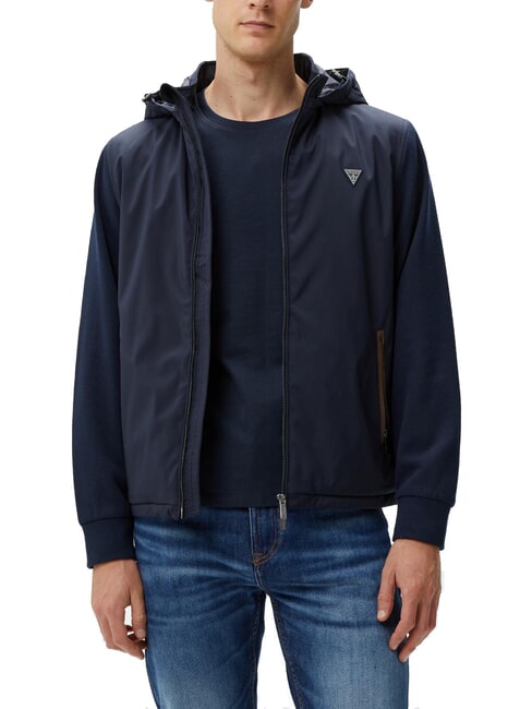 GUESS KNITTED Hooded jacket smartblue - Men's Jackets