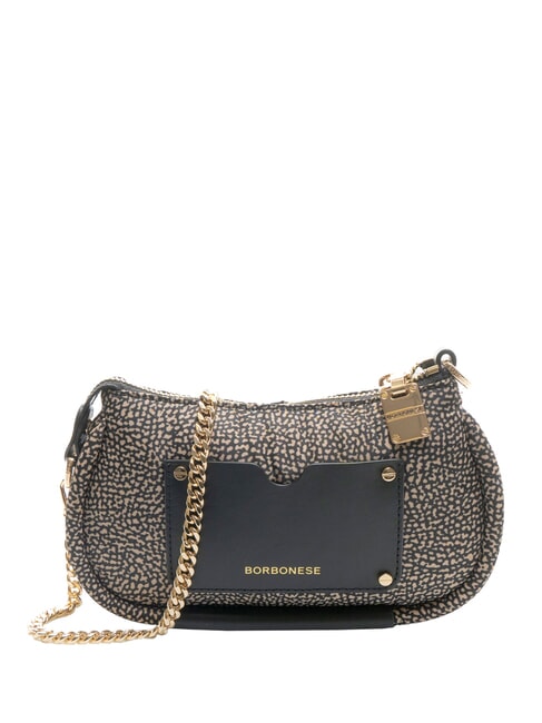BORBONESE CAHIER Mini shoulder bag with pocket OP / NATURAL / BLACK - Women’s Bags