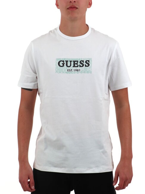 GUESS SS CN BOX Logo Print T-Shirt purwhite - T-shirt
