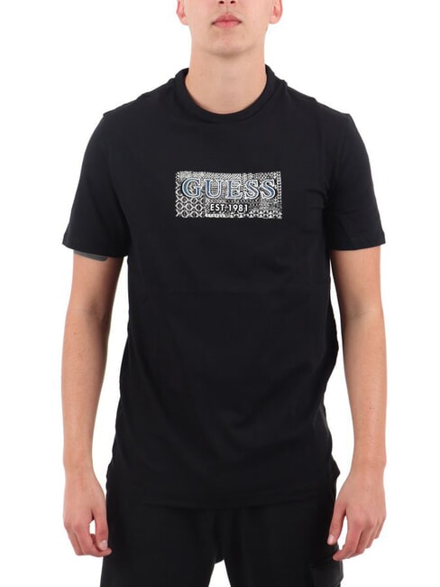 GUESS SS CN BOX Logo Print T-Shirt jetbla - T-shirt