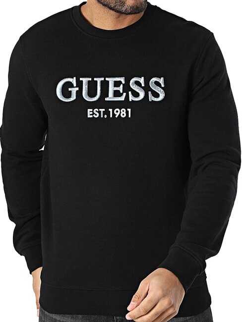GUESS BEAU Crewneck sweatshirt with logo embroidery jetbla - Sweatshirts
