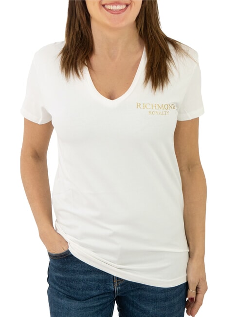 JOHN RICHMOND VATICI Stretch T-shirt off white/gold - T-shirt