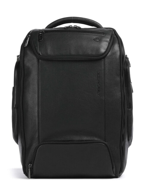 PIQUADRO CRONUS Leather backpack, 14" laptop holder Black - Laptop backpacks